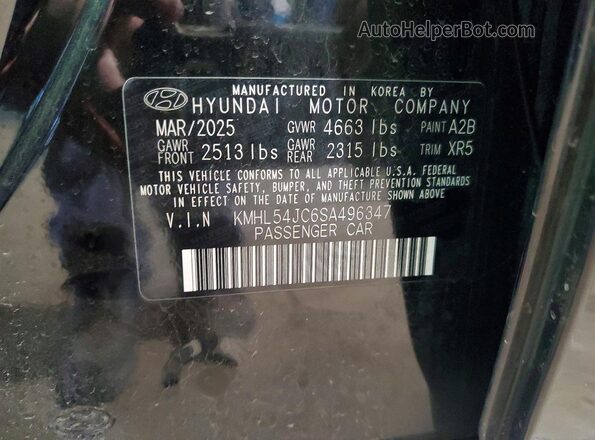 KMHL54JC6SA496347 2025 HYUNDAI SONATA Черный 