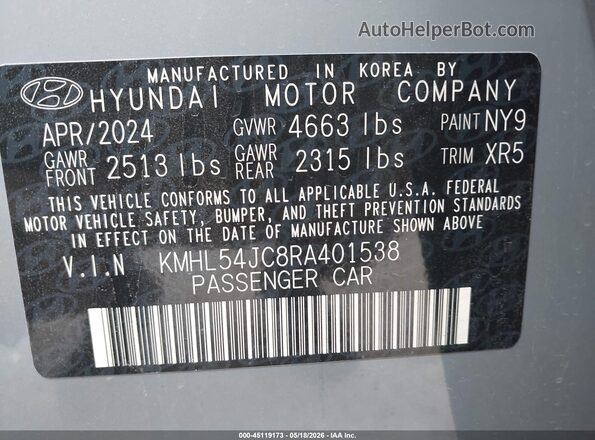 KMHL54JC8RA401538 2024 HYUNDAI SONATA Gray ძრავის განყოფილების ხედი