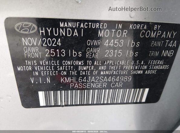 KMHL64JA2SA464989 2025 HYUNDAI SONATA Silver Widok komory silnika