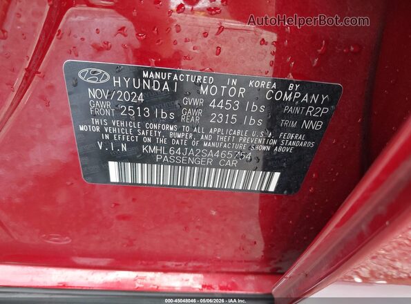 KMHL64JA2SA465754 2025 HYUNDAI SONATA Red Engine compartment view