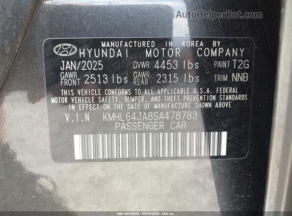 KMHL64JA8SA478783 2025 HYUNDAI SONATA Gray ძრავის განყოფილების ხედი