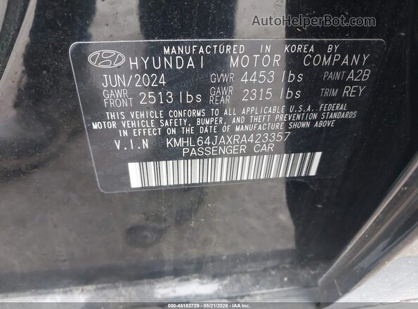 KMHL64JAXRA423357 2024 HYUNDAI SONATA Black Vista del compartimento del motor