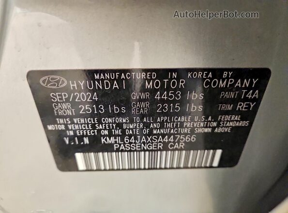 KMHL64JAXSA447566 2025 HYUNDAI SONATA Gray VIN კოდის სტიკერის ხედი