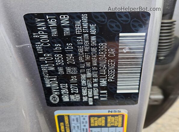 KMHLL4AG4NU348368 2022 HYUNDAI ELANTRA Gray 