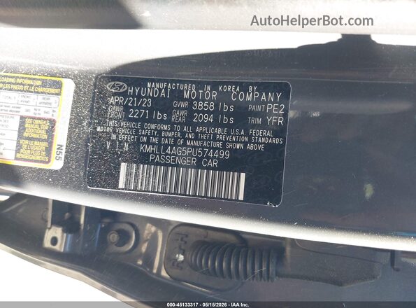 KMHLL4AG5PU574499 2023 HYUNDAI ELANTRA Серый Вид подкапотного пространства