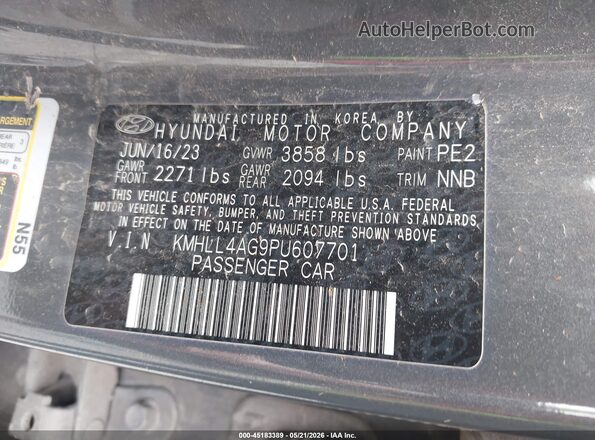 KMHLL4AG9PU607701 2023 HYUNDAI ELANTRA Gray Вид підкапотного простору