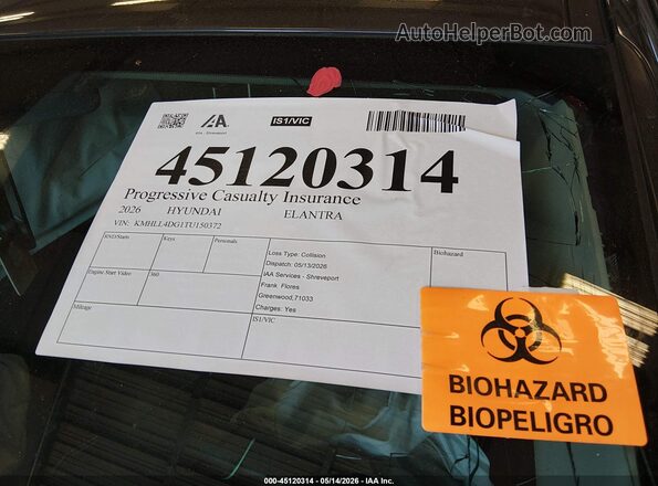 KMHLL4DG1TU150372 2026 HYUNDAI ELANTRA Green Widok naklejki z numerem VIN