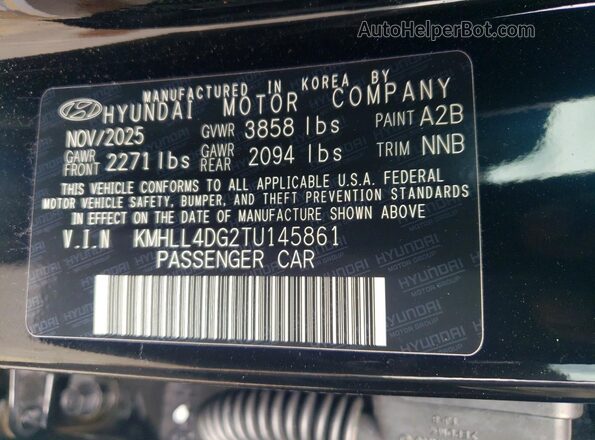 KMHLL4DG2TU145861 2026 HYUNDAI ELANTRA Black Շարժիչի բաժամունքի տեսք