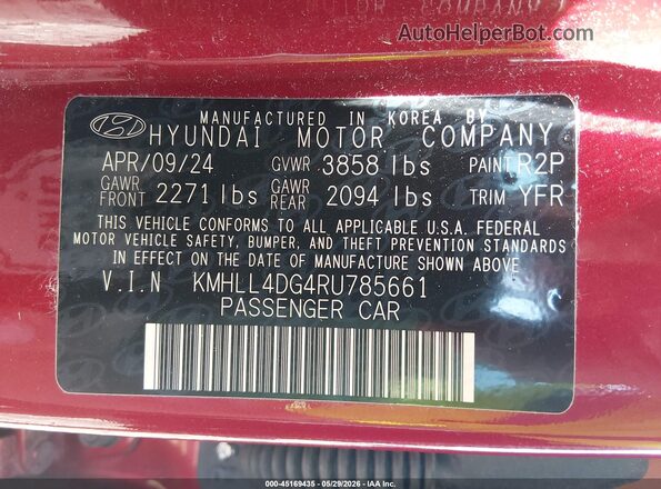 KMHLL4DG4RU785661 2024 HYUNDAI ELANTRA Красный Вид подкапотного пространства