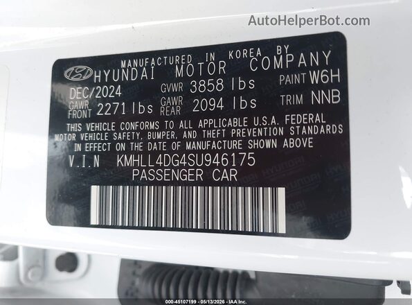 KMHLL4DG4SU946175 2025 HYUNDAI ELANTRA Белый Вид подкапотного пространства