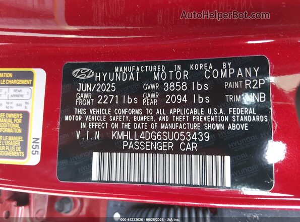KMHLL4DG6SU053439 2025 HYUNDAI ELANTRA Red Vista del compartimento del motor