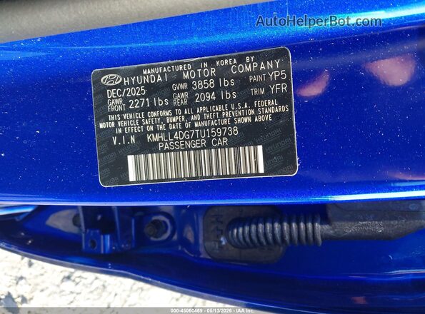 KMHLL4DG7TU159738 2026 HYUNDAI ELANTRA Blue Vista del compartimento del motor
