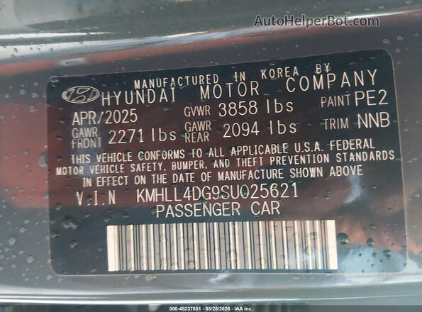 KMHLL4DG9SU025621 2025 HYUNDAI ELANTRA Gray Շարժիչի բաժամունքի տեսք