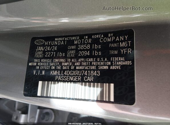 KMHLL4DGXRU741843 2024 HYUNDAI ELANTRA Silver Vista del compartimento del motor