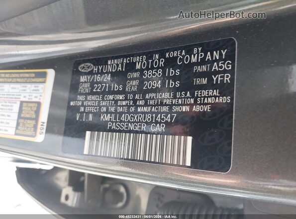 KMHLL4DGXRU814547 2024 HYUNDAI ELANTRA Gray Вид підкапотного простору