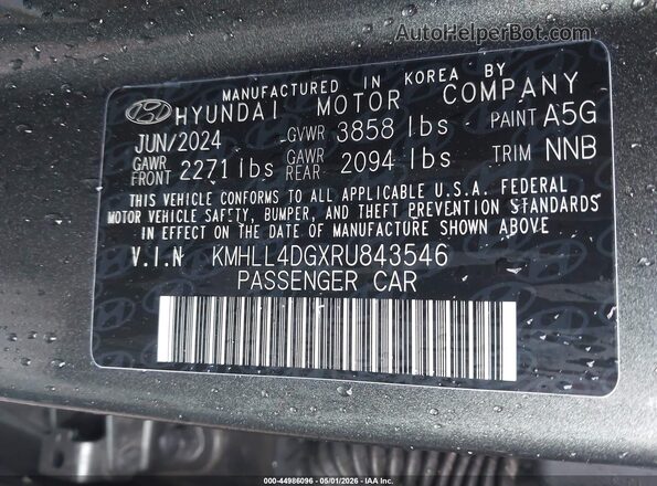 KMHLL4DGXRU843546 2024 HYUNDAI ELANTRA Gray ძრავის განყოფილების ხედი