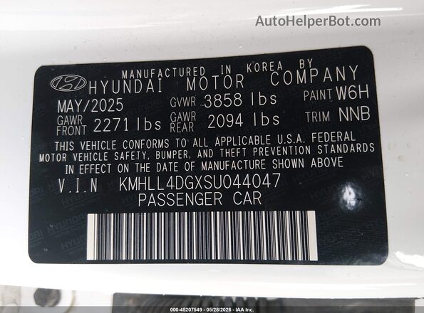 KMHLL4DGXSU044047 2025 HYUNDAI ELANTRA White Engine compartment view
