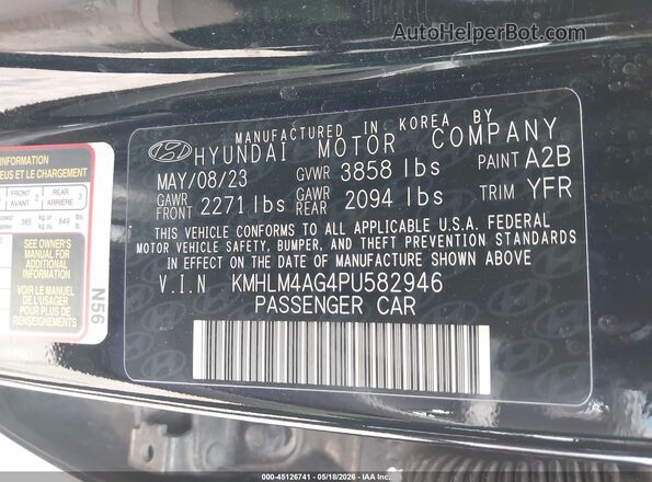 KMHLM4AG4PU582946 2023 HYUNDAI ELANTRA Black Вид підкапотного простору