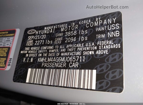 KMHLM4AG6MU065711 2021 HYUNDAI ELANTRA Gray Շարժիչի բաժամունքի տեսք
