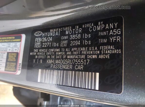 KMHLM4DG5RU755517 2024 HYUNDAI ELANTRA Green Widok komory silnika