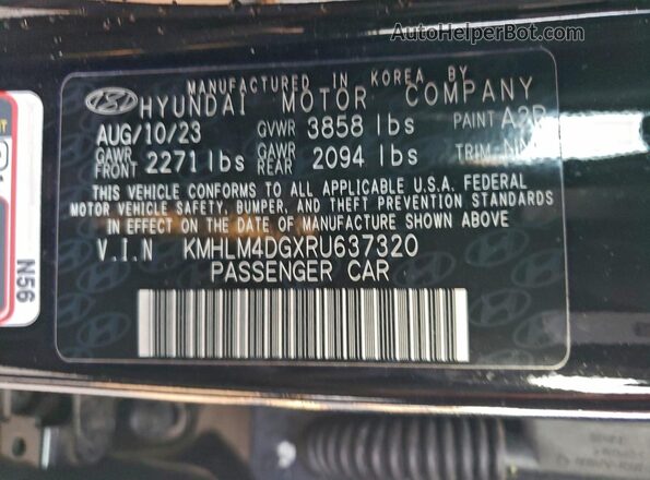 KMHLM4DGXRU637320 2024 HYUNDAI ELANTRA Black Widok naklejki z numerem VIN