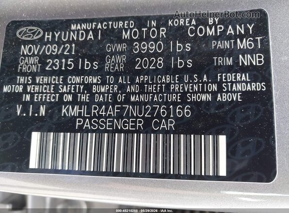 KMHLR4AF7NU276166 2022 HYUNDAI ELANTRA Gray Շարժիչի բաժամունքի տեսք