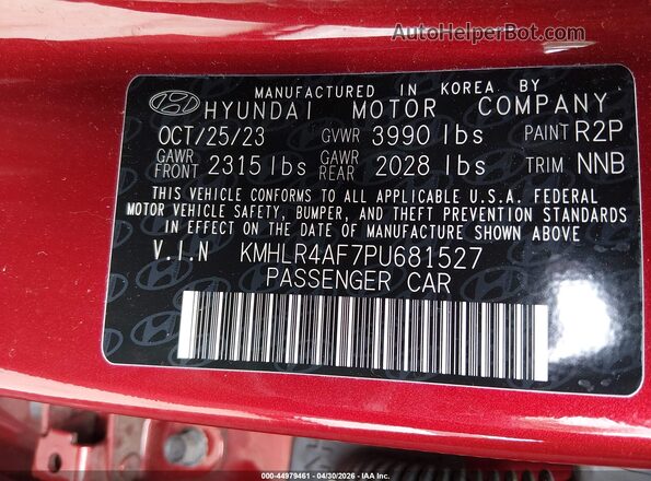 KMHLR4AF7PU681527 2023 HYUNDAI ELANTRA Red Engine compartment view