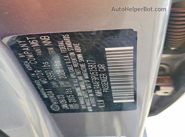 KMHLR4AF9PU515817 2023 HYUNDAI ELANTRA Gray Вид наклейки з VIN-кодом
