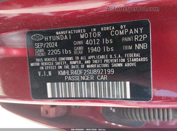 KMHLR4DF2SU892199 2025 HYUNDAI ELANTRA Red Engine compartment view