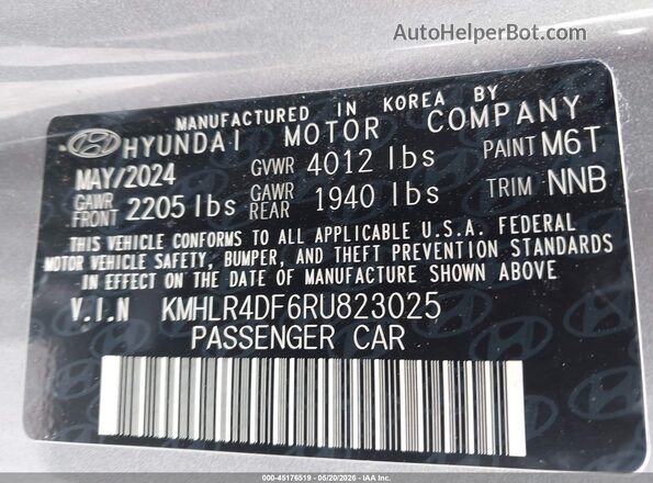 KMHLR4DF6RU823025 2024 HYUNDAI ELANTRA Серебряный Вид подкапотного пространства