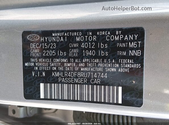 KMHLR4DF8RU714744 2024 HYUNDAI ELANTRA Серебряный Вид подкапотного пространства