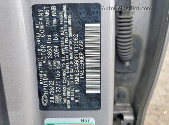 KMHLS4AG0PU412962 2023 HYUNDAI ELANTRA Gray 