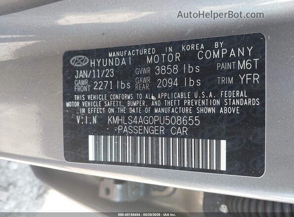 KMHLS4AG0PU508655 2023 HYUNDAI ELANTRA Silver 