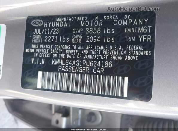 KMHLS4AG1PU624186 2023 HYUNDAI ELANTRA Gray 