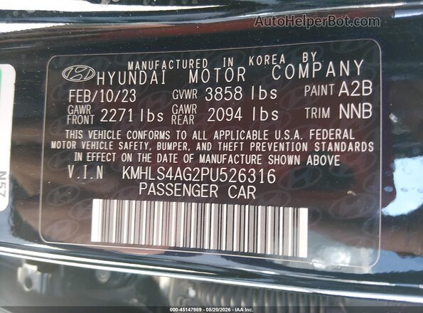 KMHLS4AG2PU526316 2023 HYUNDAI ELANTRA Black ძრავის განყოფილების ხედი