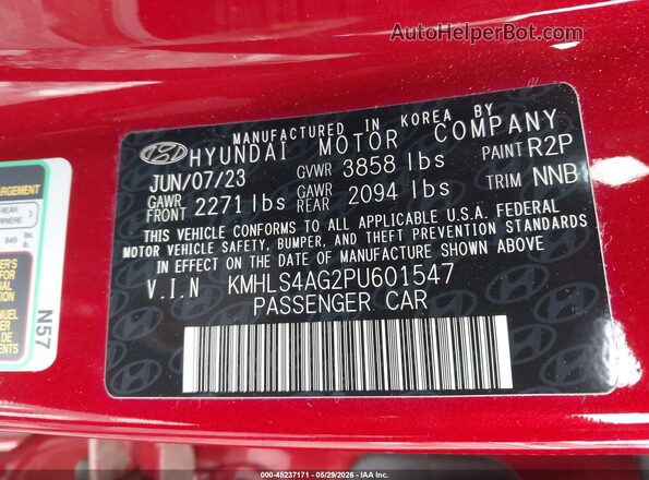 KMHLS4AG2PU601547 2023 HYUNDAI ELANTRA Красный Вид подкапотного пространства