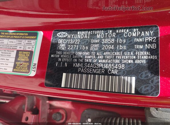 KMHLS4AG3PU485498 2023 HYUNDAI ELANTRA Red Вид підкапотного простору