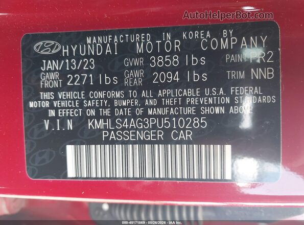 KMHLS4AG3PU510285 2023 HYUNDAI ELANTRA Red 