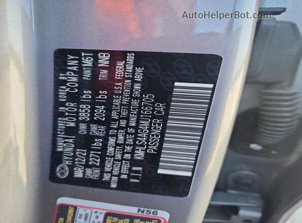 KMHLS4AG4MU166705 2021 HYUNDAI ELANTRA Silver Вид підкапотного простору