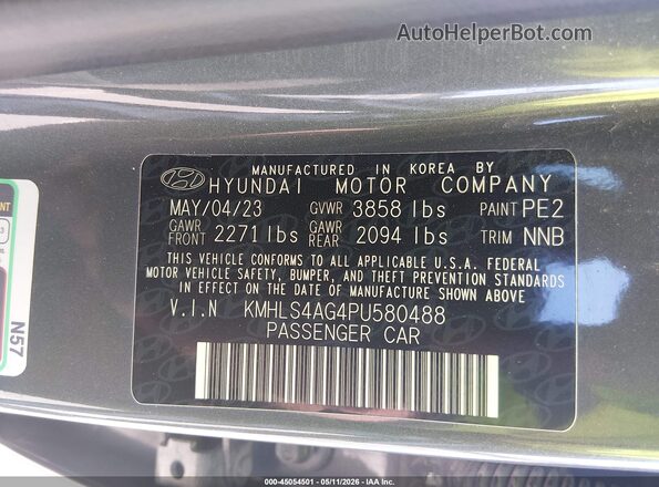 KMHLS4AG4PU580488 2023 HYUNDAI ELANTRA Gray Engine compartment view