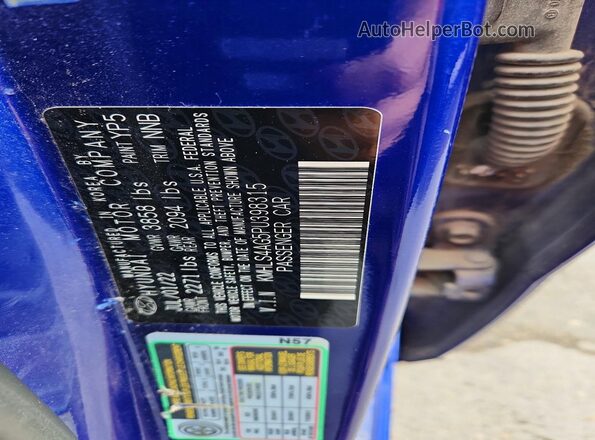 KMHLS4AG5PU398315 2023 HYUNDAI ELANTRA Blue ძრავის განყოფილების ხედი
