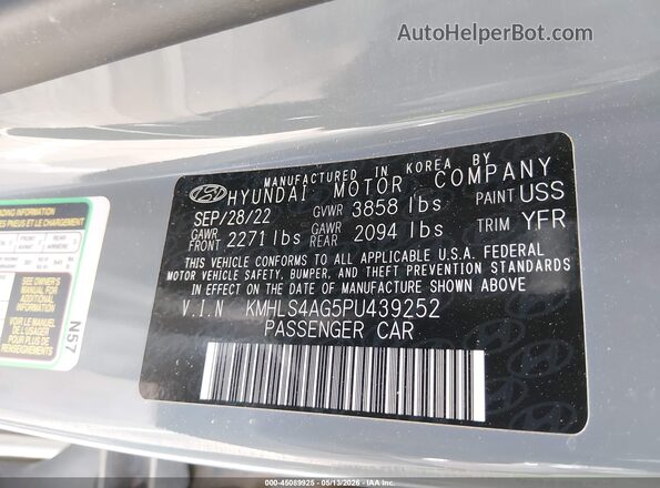 KMHLS4AG5PU439252 2023 HYUNDAI ELANTRA Gray Vista del compartimento del motor