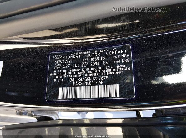 KMHLS4AG6NU257878 2022 HYUNDAI ELANTRA Черный 