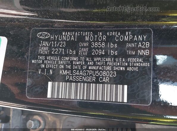 KMHLS4AG7PU508023 2023 HYUNDAI ELANTRA Черный Вид подкапотного пространства