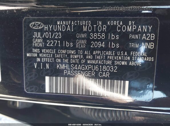 KMHLS4AGXPU618032 2023 HYUNDAI ELANTRA Черный Вид подкапотного пространства