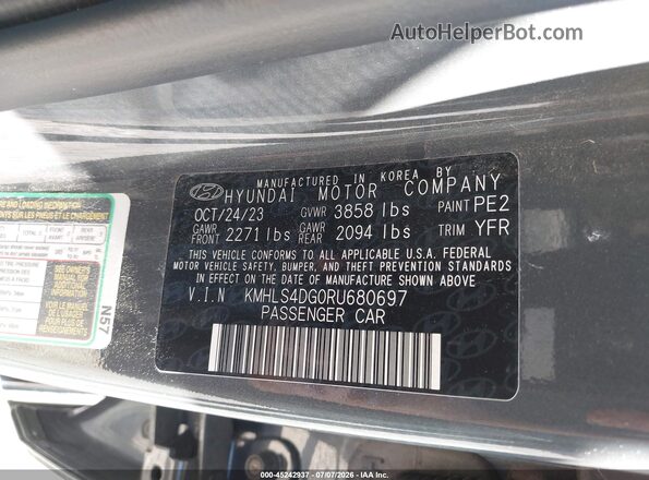 KMHLS4DG0RU680697 2024 HYUNDAI ELANTRA Серый Вид подкапотного пространства