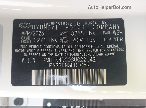 KMHLS4DG0SU022142 2025 HYUNDAI ELANTRA White Widok komory silnika