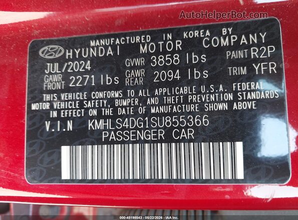 KMHLS4DG1SU855366 2025 HYUNDAI ELANTRA Red Vista del compartimento del motor