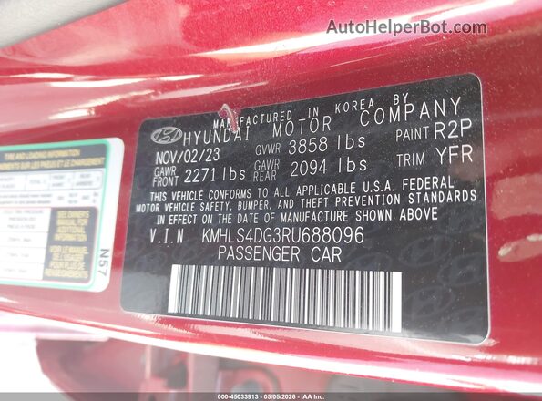 KMHLS4DG3RU688096 2024 HYUNDAI ELANTRA Red Вид підкапотного простору