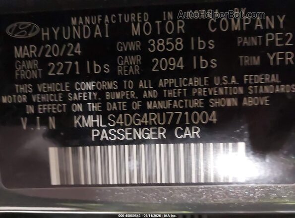 KMHLS4DG4RU771004 2024 HYUNDAI ELANTRA Gray Vista del compartimento del motor